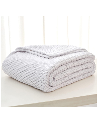 White Cable Knit Throw Blanket